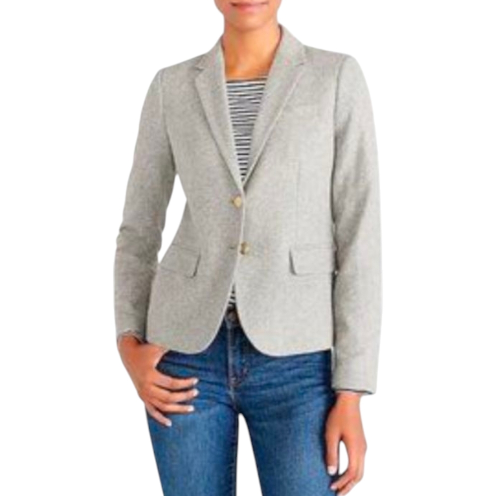 J.Crew Mercantile Wool Blend Gray Blazer Gold Button - Size 12